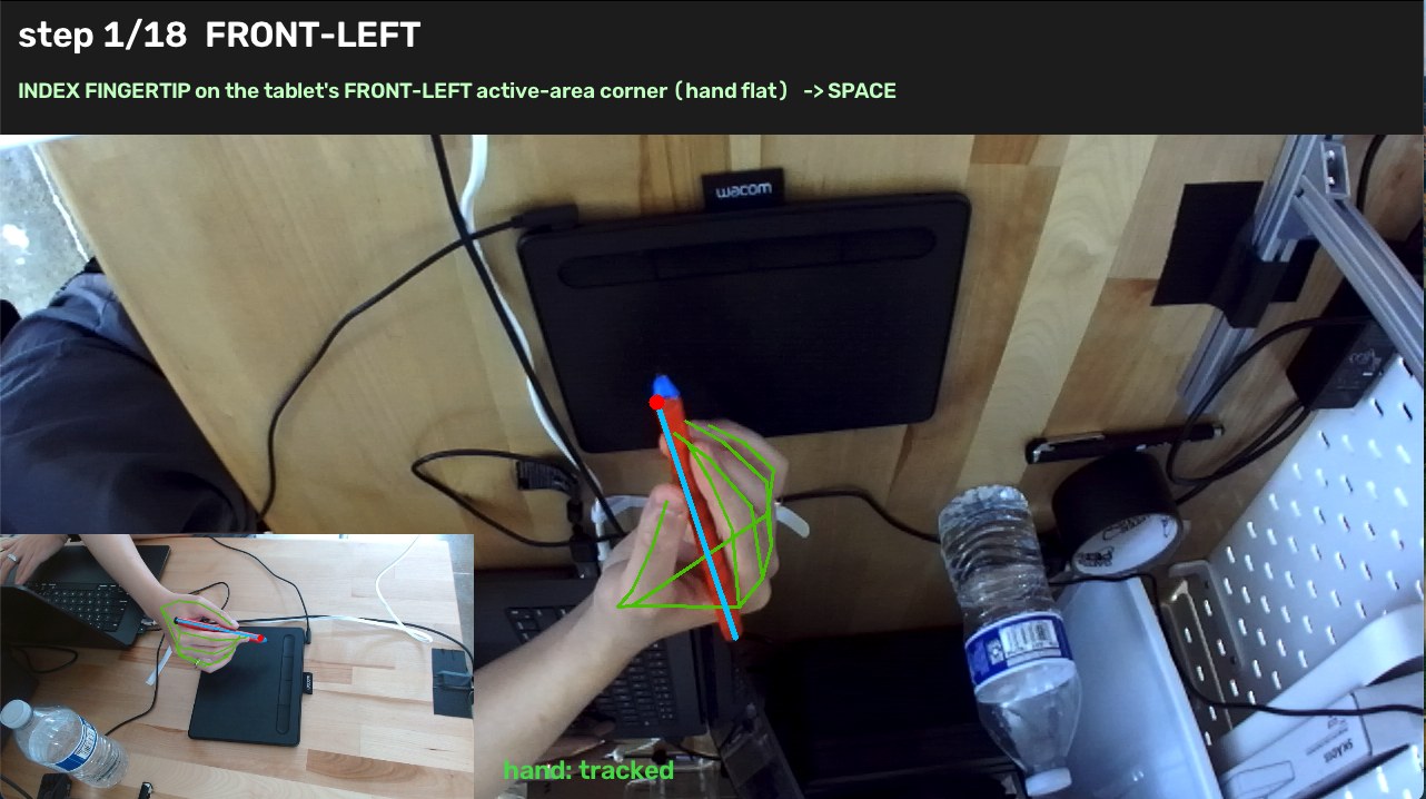 Human tripod grip tracked with MediaPipe during calibration